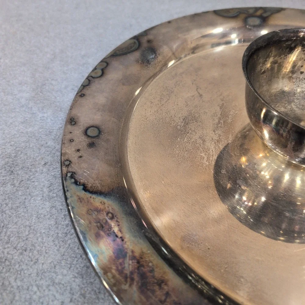 Wm A Rogers Oneida Silver Plated Chip and Dip Server Round Platter Bowl NA310 - Picture 5 of 11